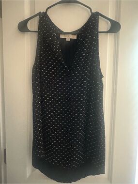 LOFT Black Sleeveless V-Neck Polka Dot Camisole